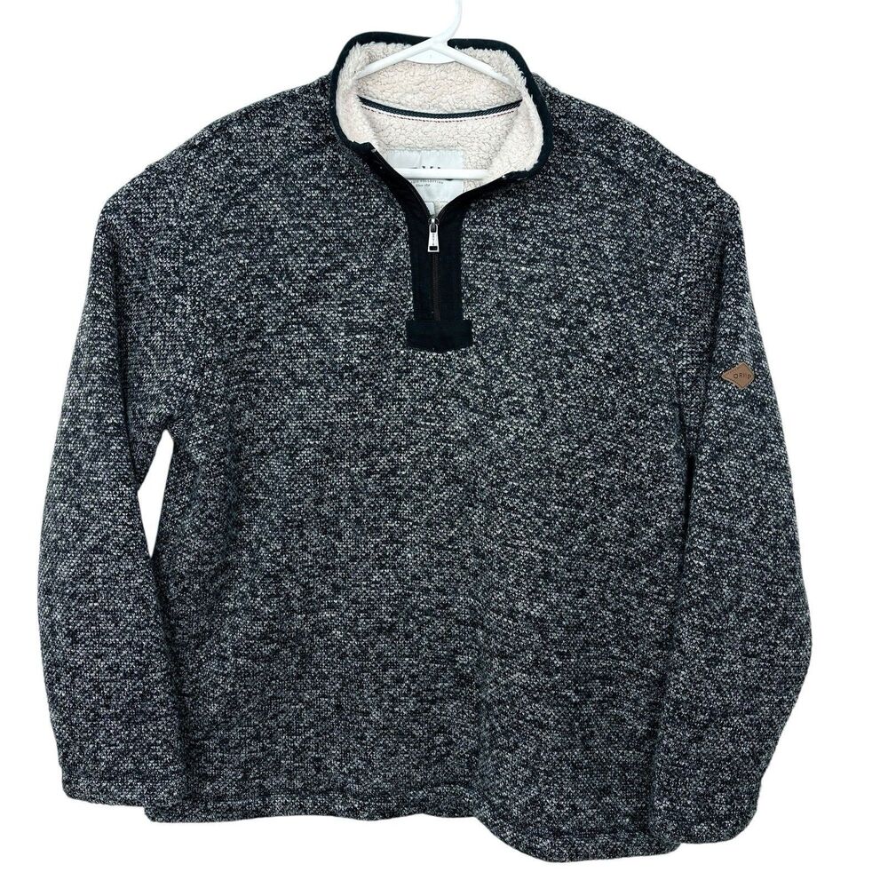 ORVIS Brighton 1/4 Zip Sweater Sherpa Lined Athletic Fit Mens Sz Large Dark Gray